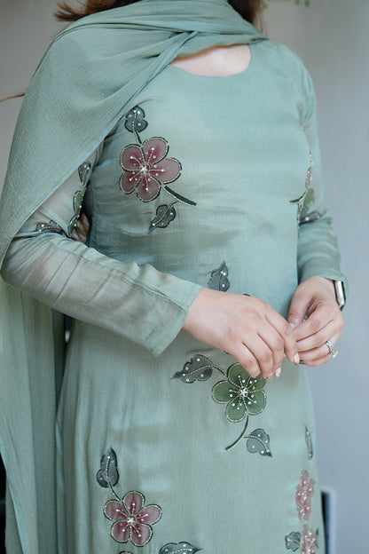 Safina Floral Detailing Anarkali Suit Set