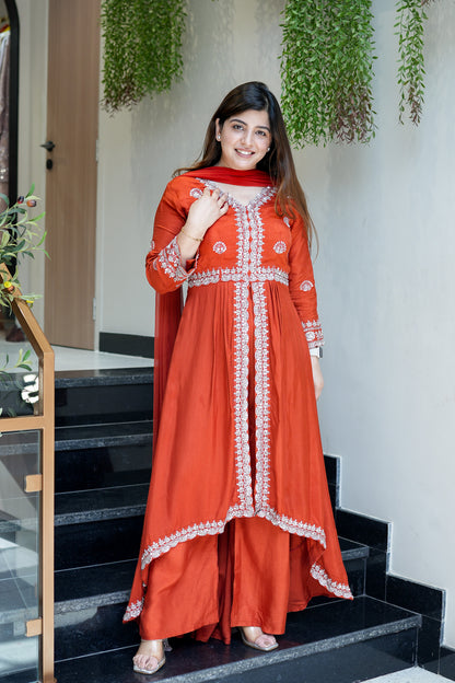 Gul Upside Down Front Slit Anarkali Suit