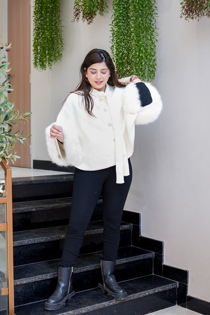 Eska White Furr Detailing Cape