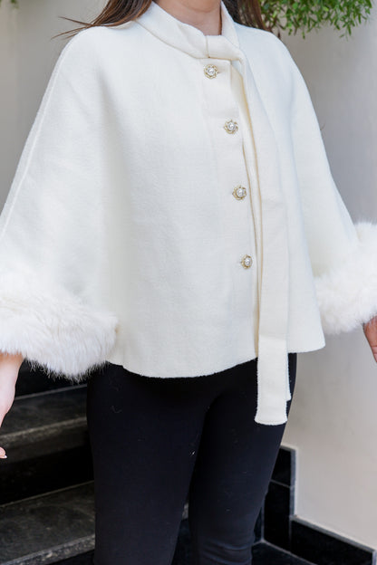 Eska White Furr Detailing Cape