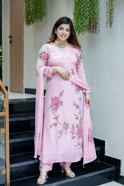 Diya Hand Painted Anarkali Suit Set