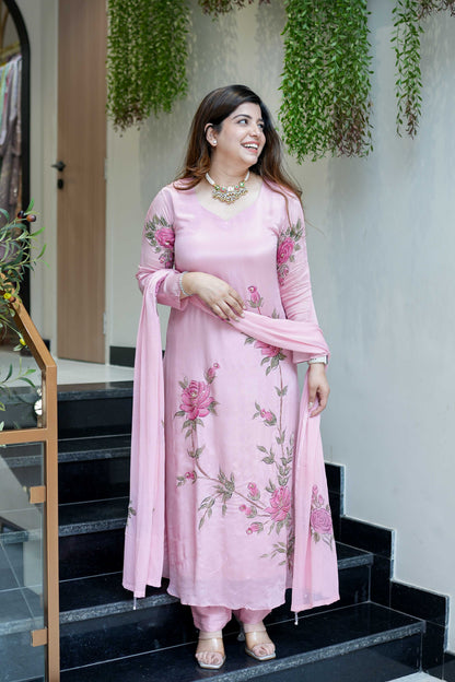 Diya Hand Painted Anarkali Suit Set