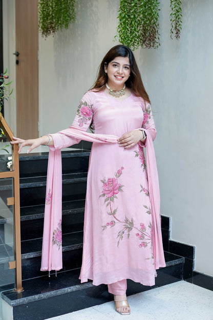 Diya Hand Painted Anarkali Suit Set