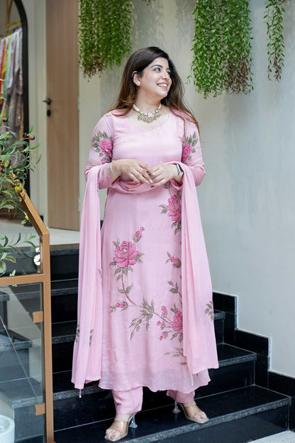 Diya Hand Painted Anarkali Suit Set