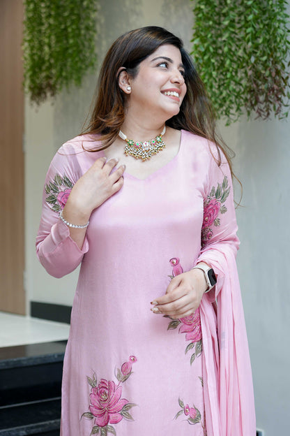 Diya Hand Painted Anarkali Suit Set
