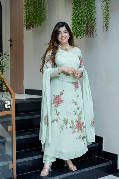 Diya Hand Painted Anarkali Suit Set