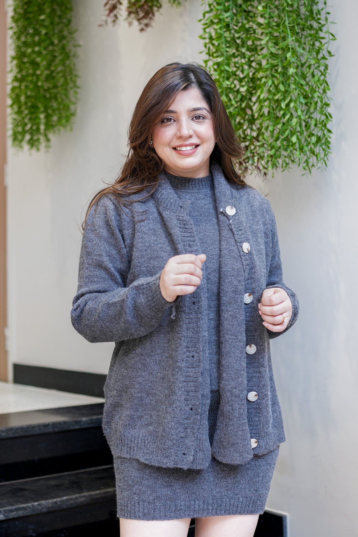 Claire Knitted Skirt Set with Muffler