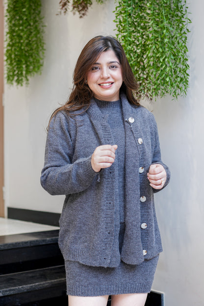 Claire Knitted Skirt Set with Muffler