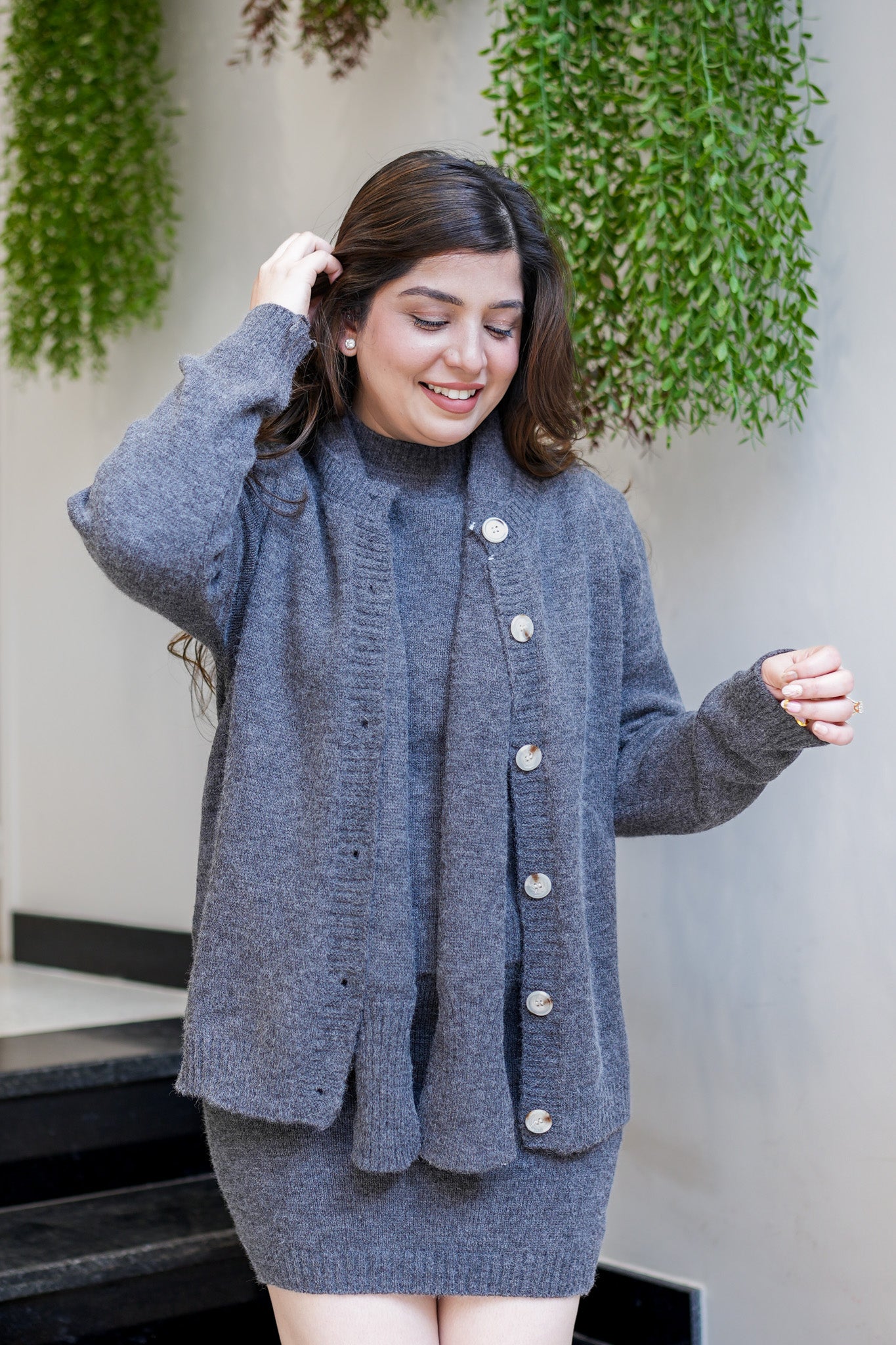 Claire Knitted Skirt Set with Muffler