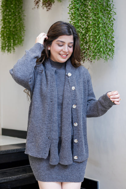 Claire Knitted Skirt Set with Muffler