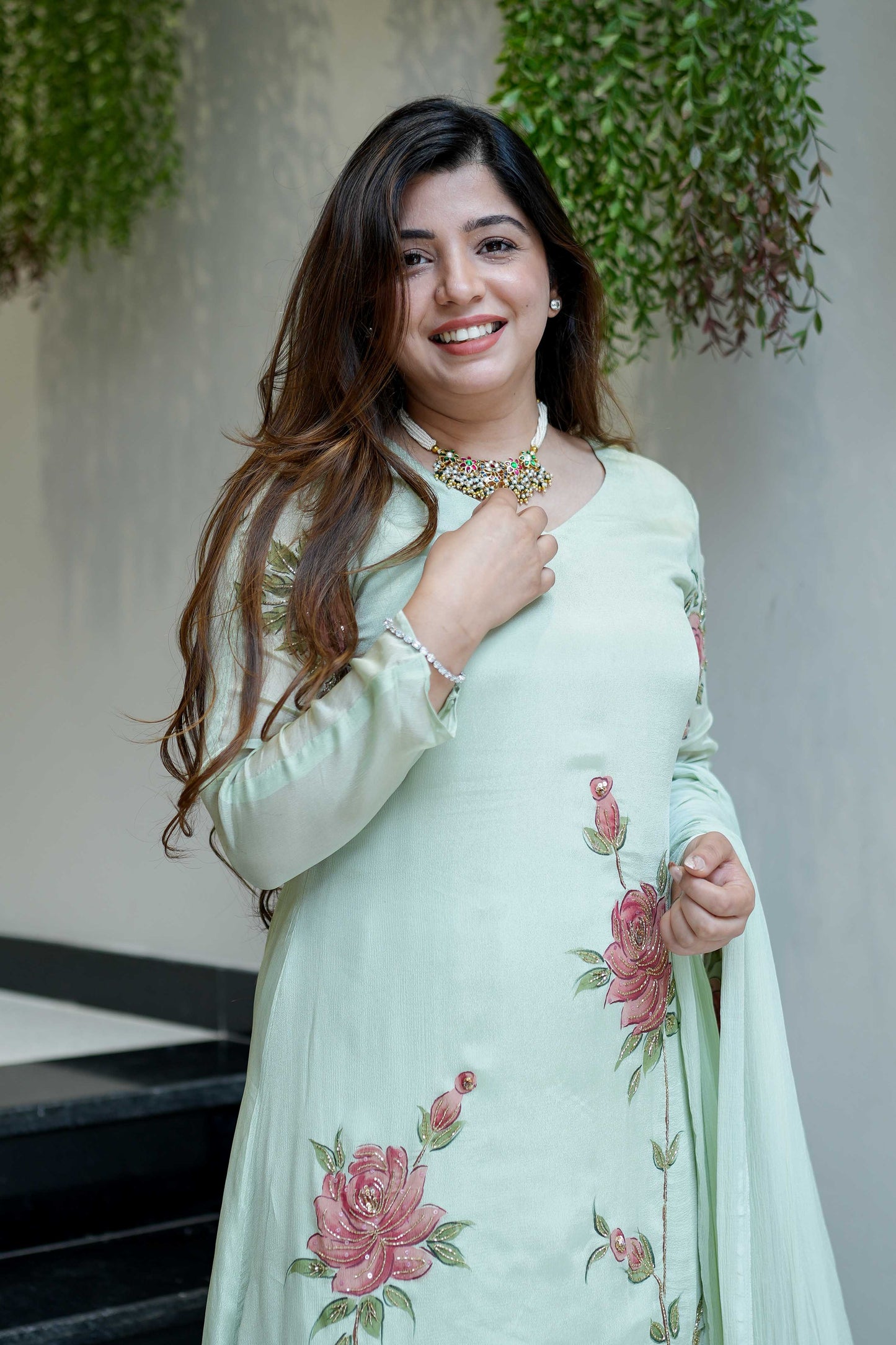 Diya Hand Painted Anarkali Suit Set