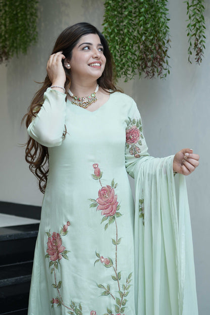 Diya Hand Painted Anarkali Suit Set