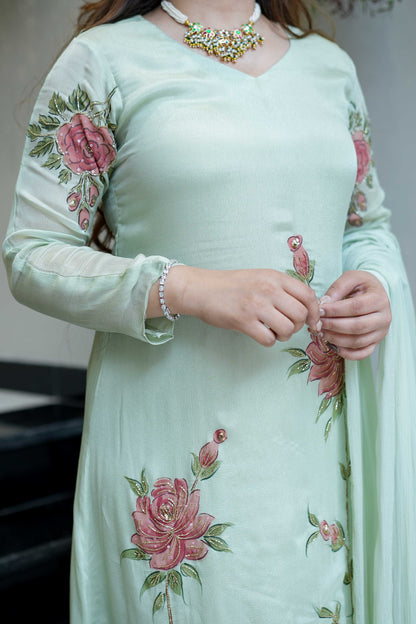 Diya Hand Painted Anarkali Suit Set
