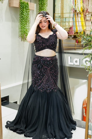 Tvesha Hand Embroidered Fish Cut Lehenga