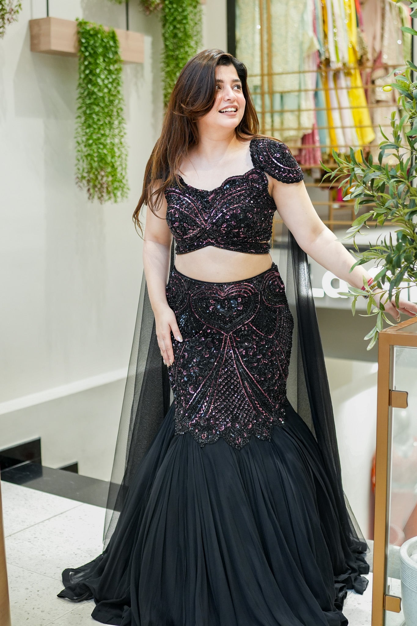 Tvesha Hand Embroidered Fish Cut Lehenga