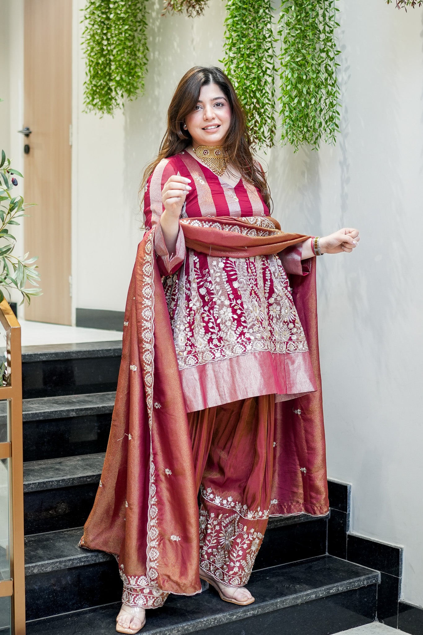 Shazia Short Anarkali With Farsi Salwar
