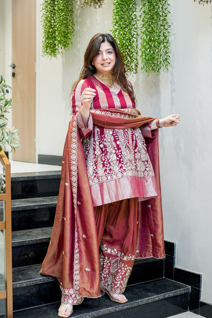 Shazia Short Anarkali With Farsi Salwar