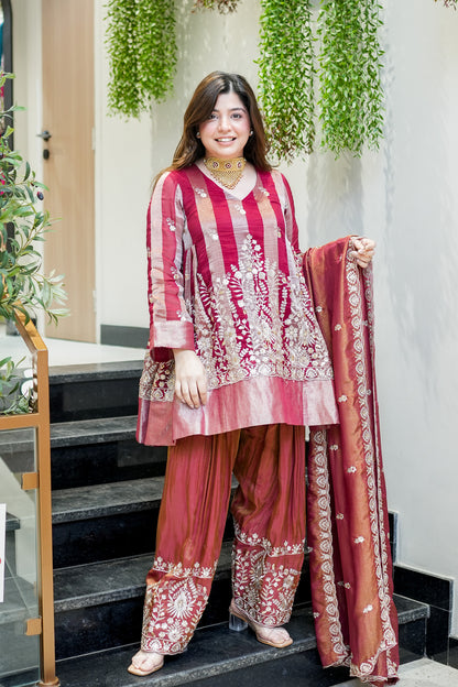 Shazia Short Anarkali With Farsi Salwar