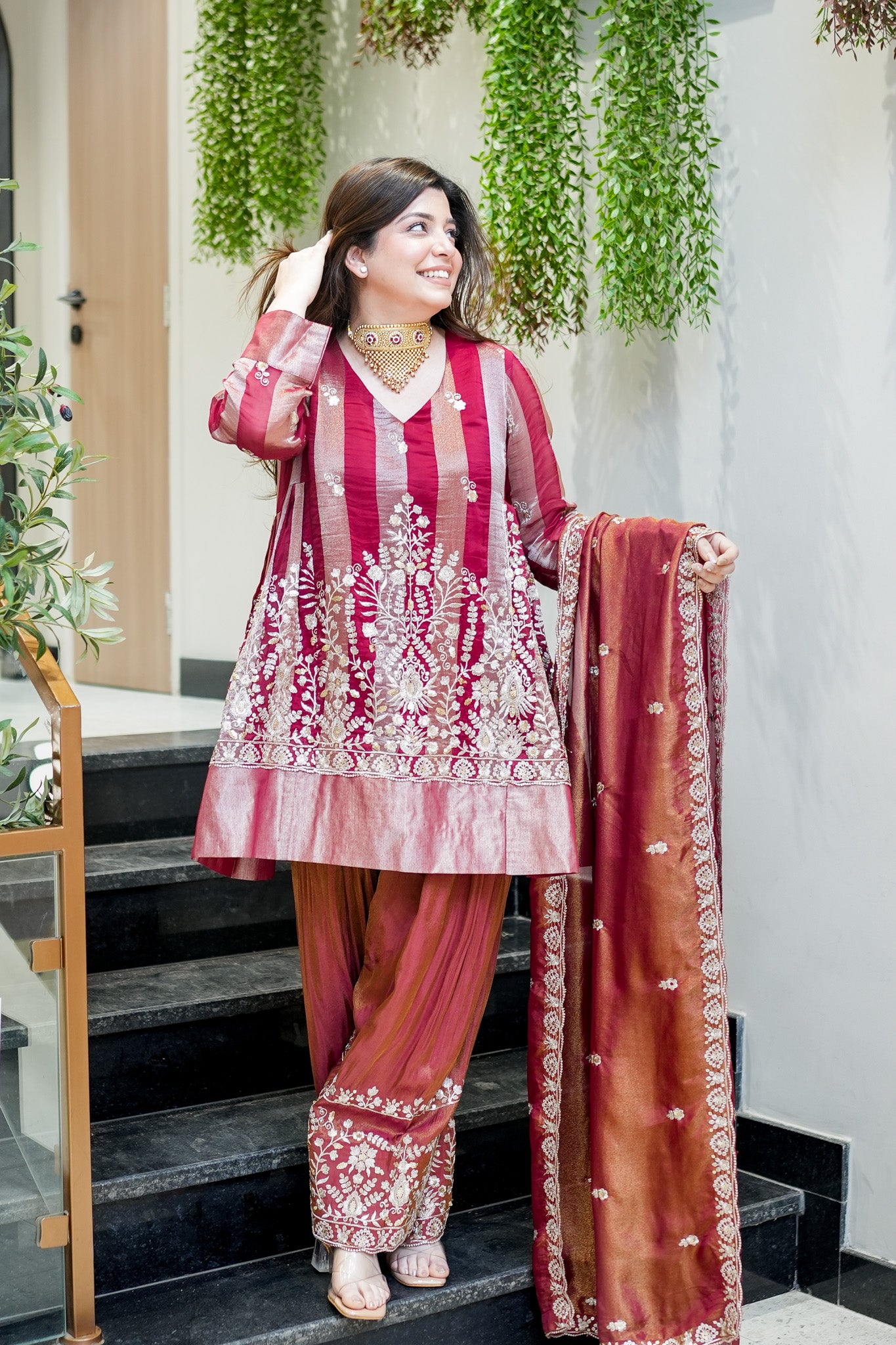 Shazia Short Anarkali With Farsi Salwar