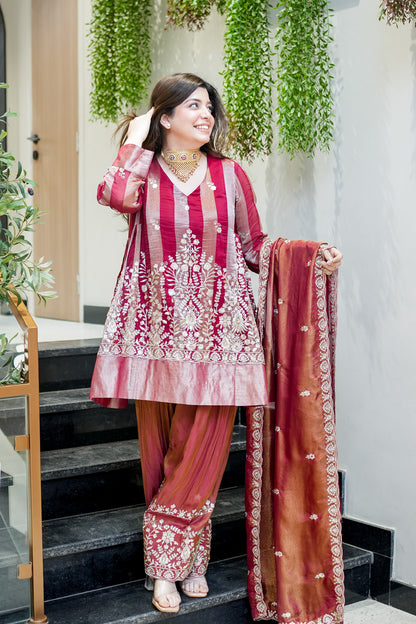 Shazia Short Anarkali With Farsi Salwar