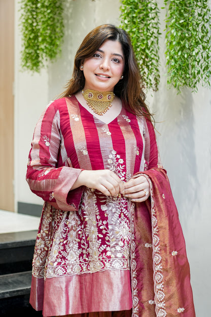 Shazia Short Anarkali With Farsi Salwar