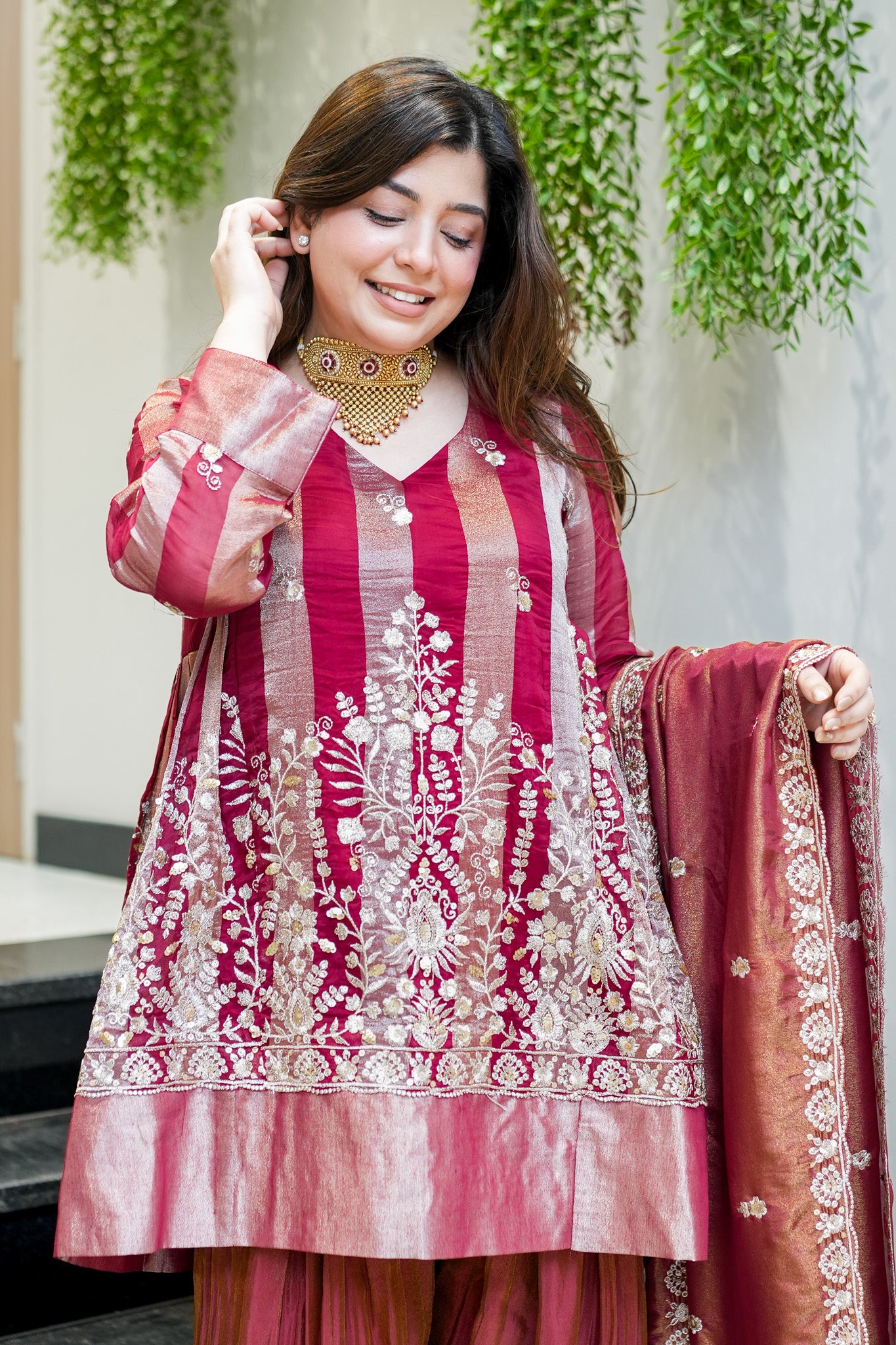 Shazia Short Anarkali With Farsi Salwar