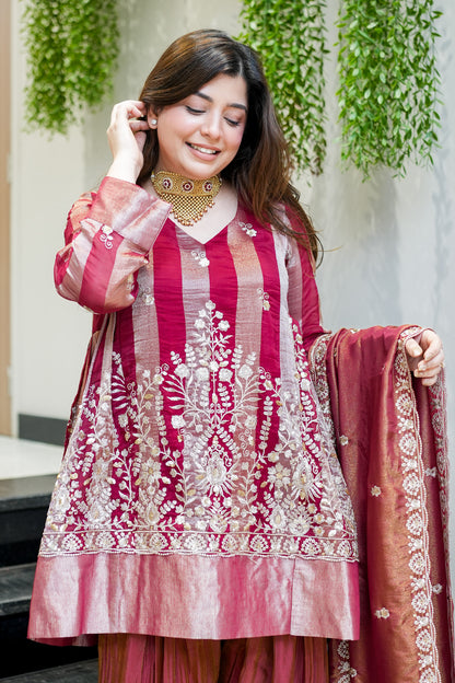 Shazia Short Anarkali With Farsi Salwar