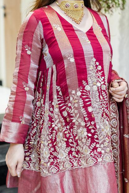 Shazia Short Anarkali With Farsi Salwar