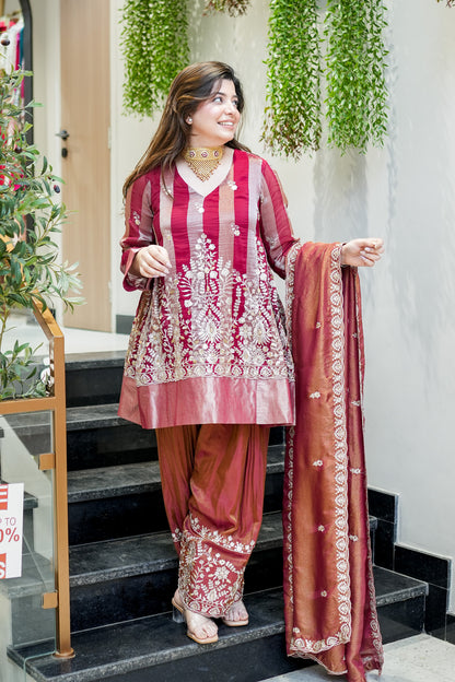 Shazia Short Anarkali With Farsi Salwar