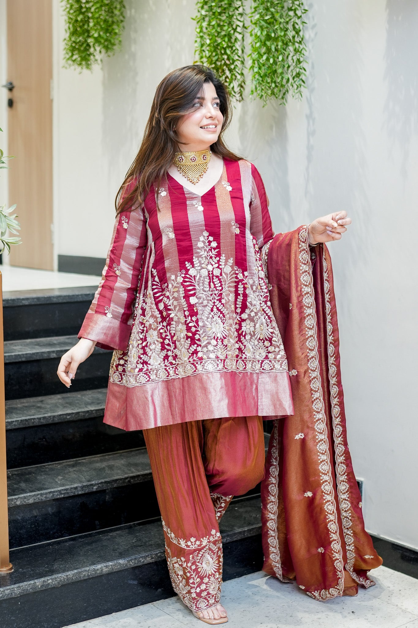Shazia Short Anarkali With Farsi Salwar
