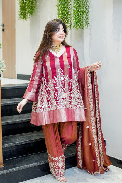 Shazia Short Anarkali With Farsi Salwar