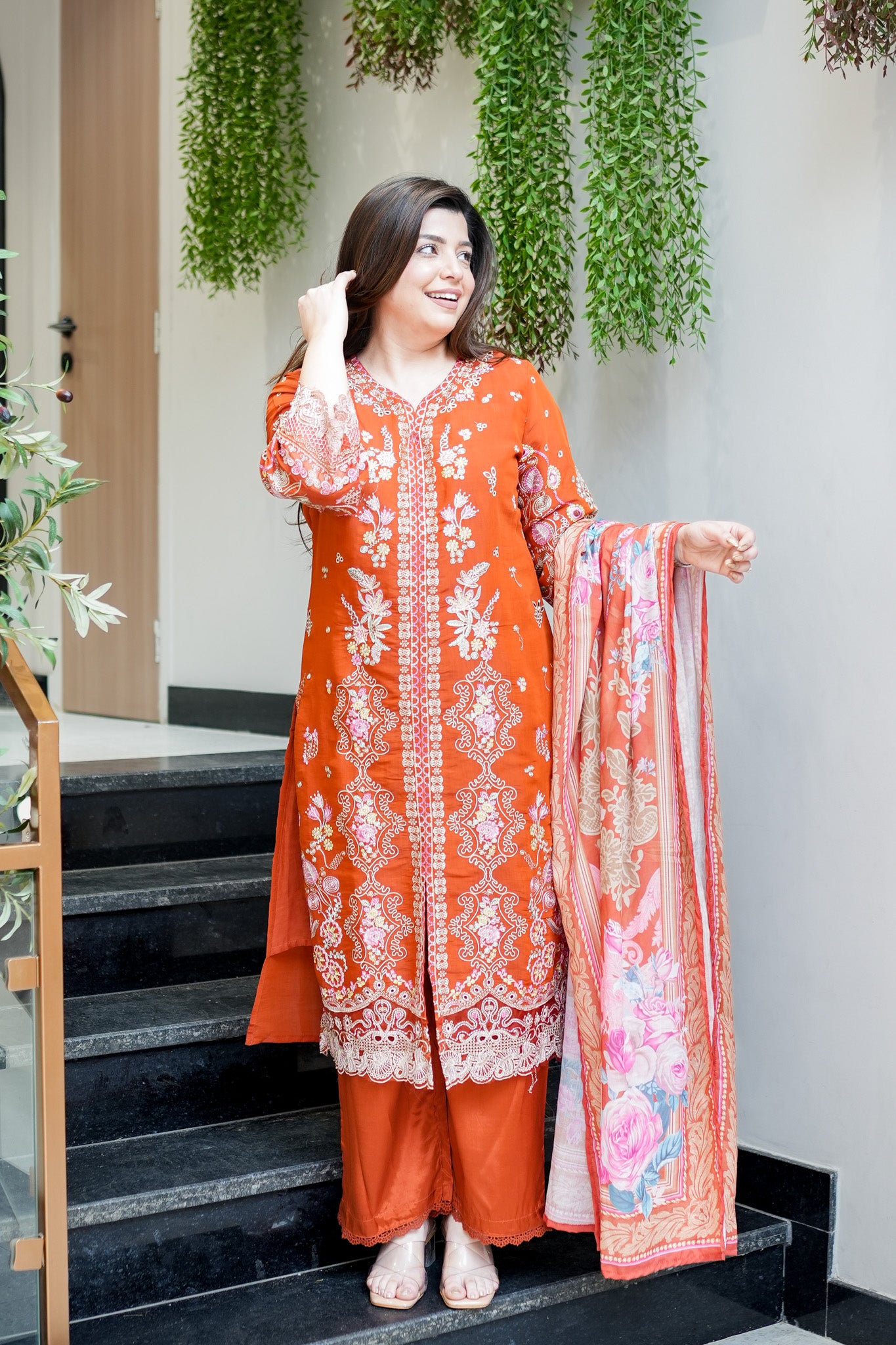 Farzeena Schiffli Detailing Suit Set