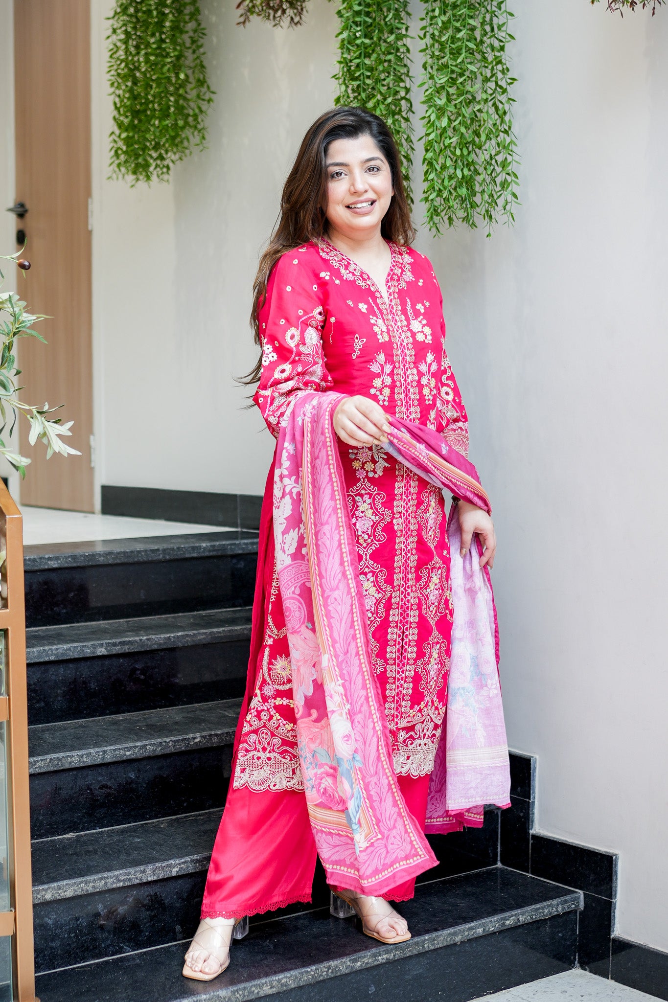 Farzeena Schiffli Detailing Suit Set