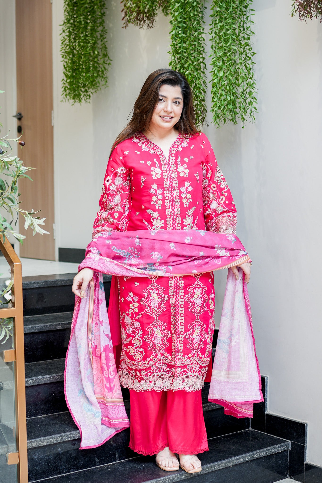 Farzeena Schiffli Detailing Suit Set