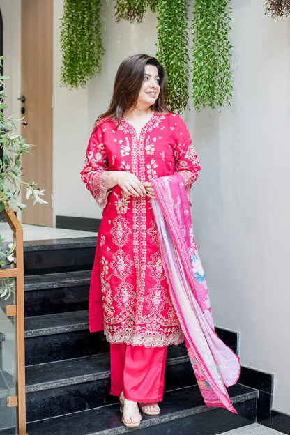Farzeena Schiffli Detailing Suit Set