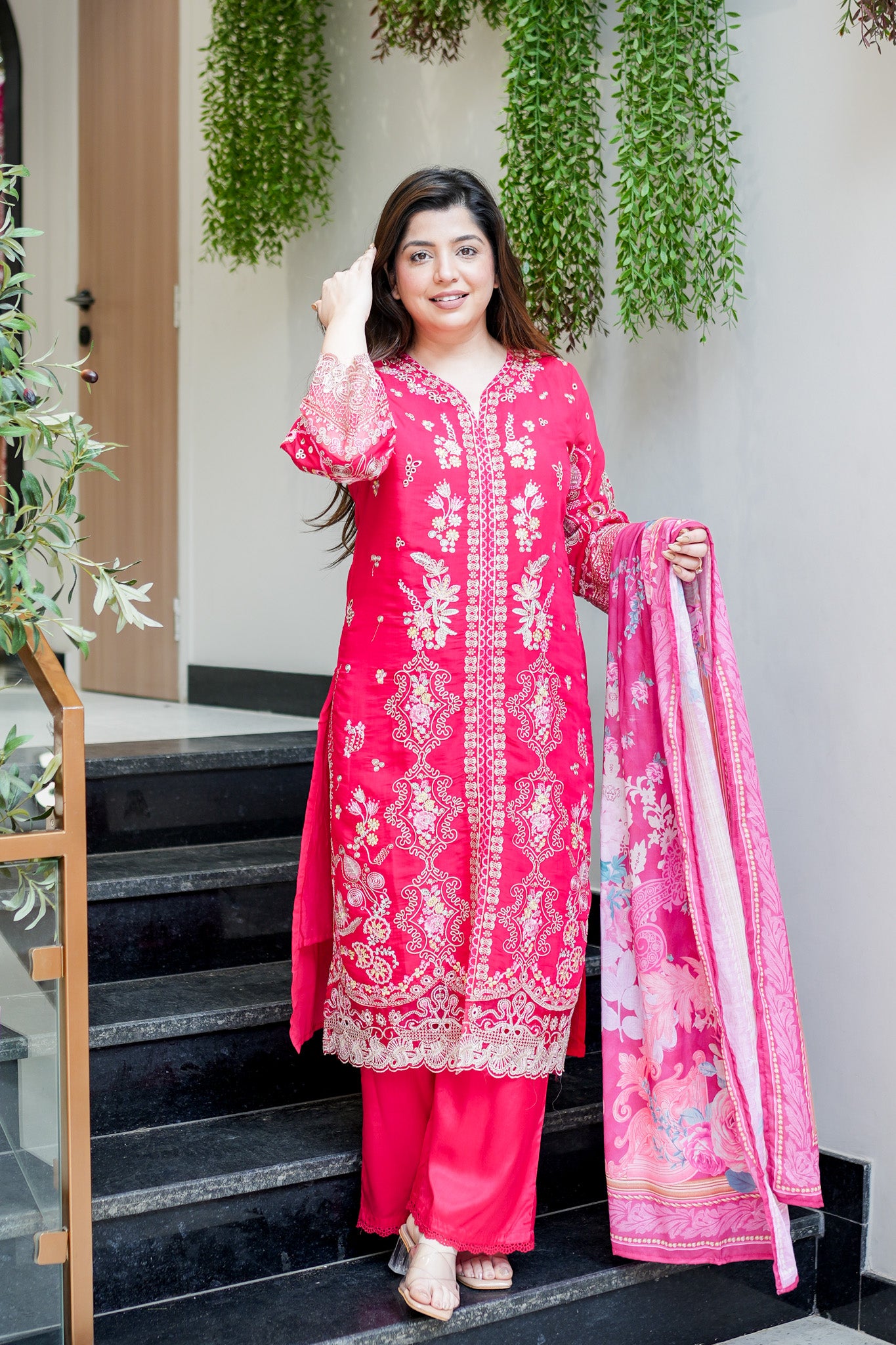 Farzeena Schiffli Detailing Suit Set