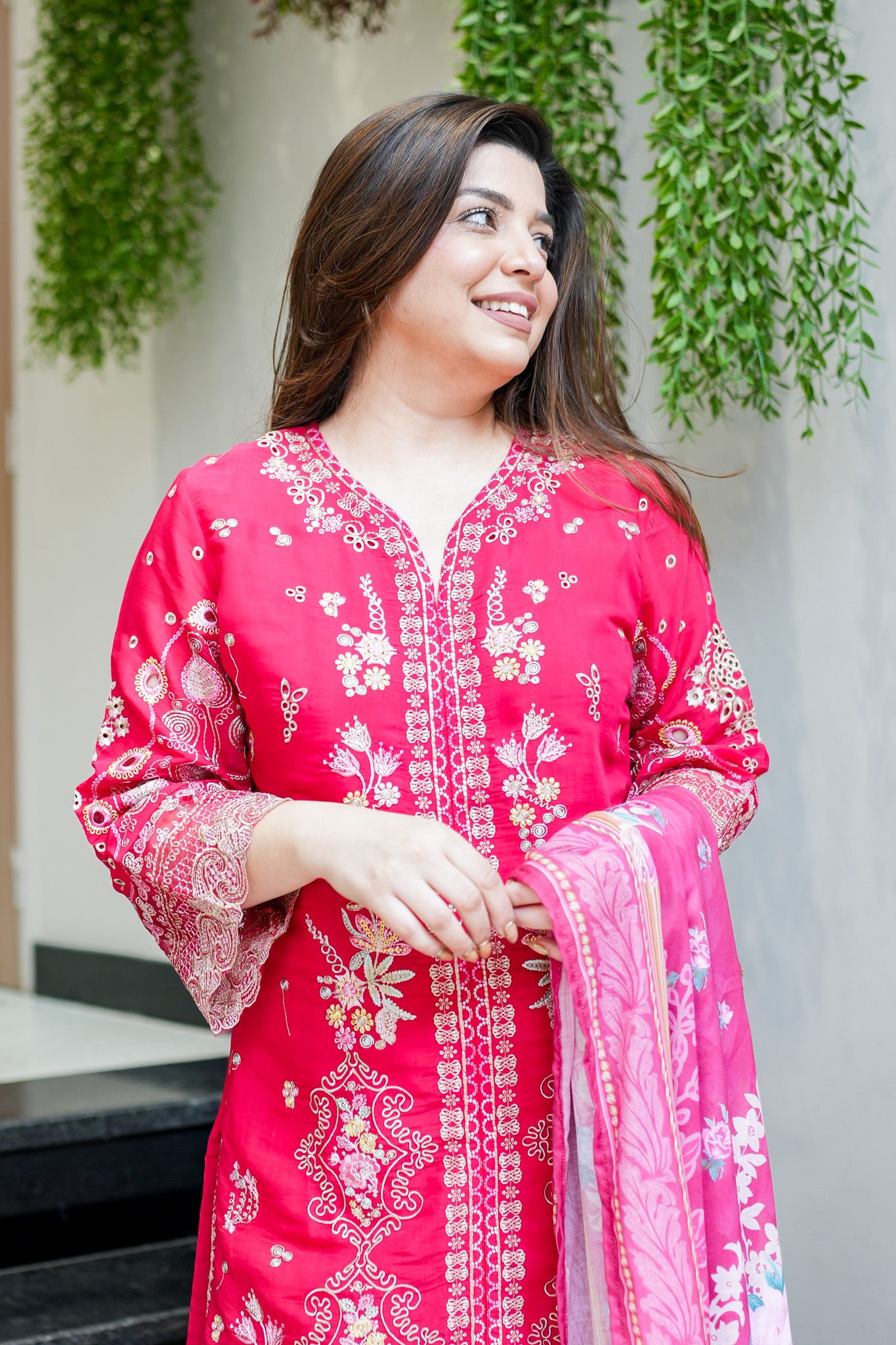 Farzeena Schiffli Detailing Suit Set