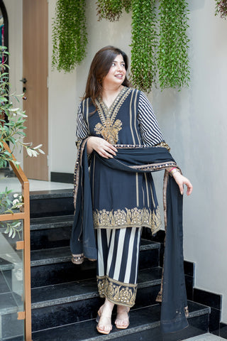 Mirzah Black Stripe Suit Set