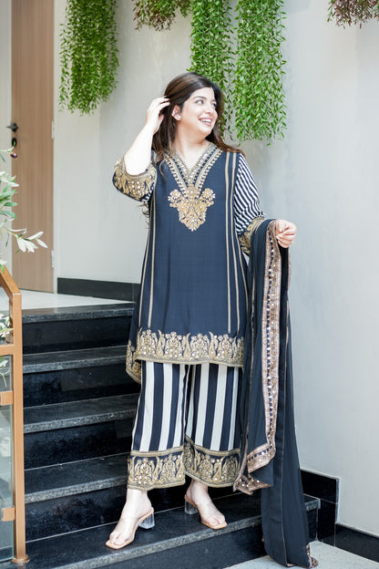 Mirzah Black Stripe Suit Set