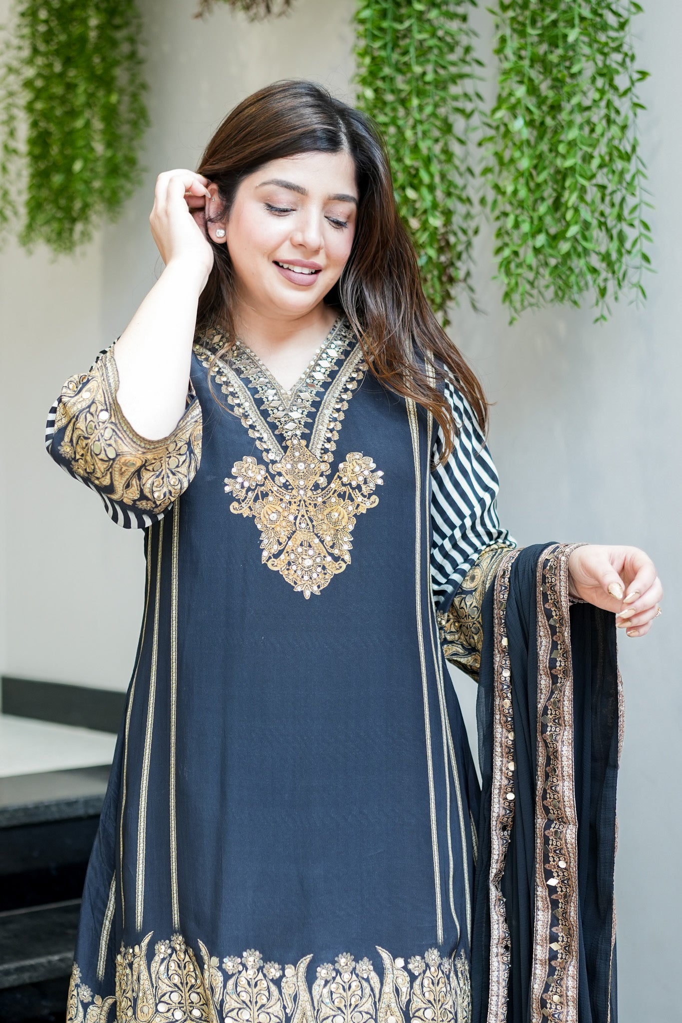 Mirzah Black Stripe Suit Set