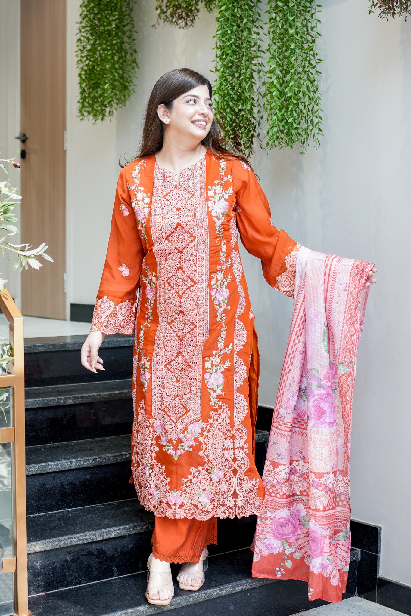 Vrindah Schiffli Suit Set