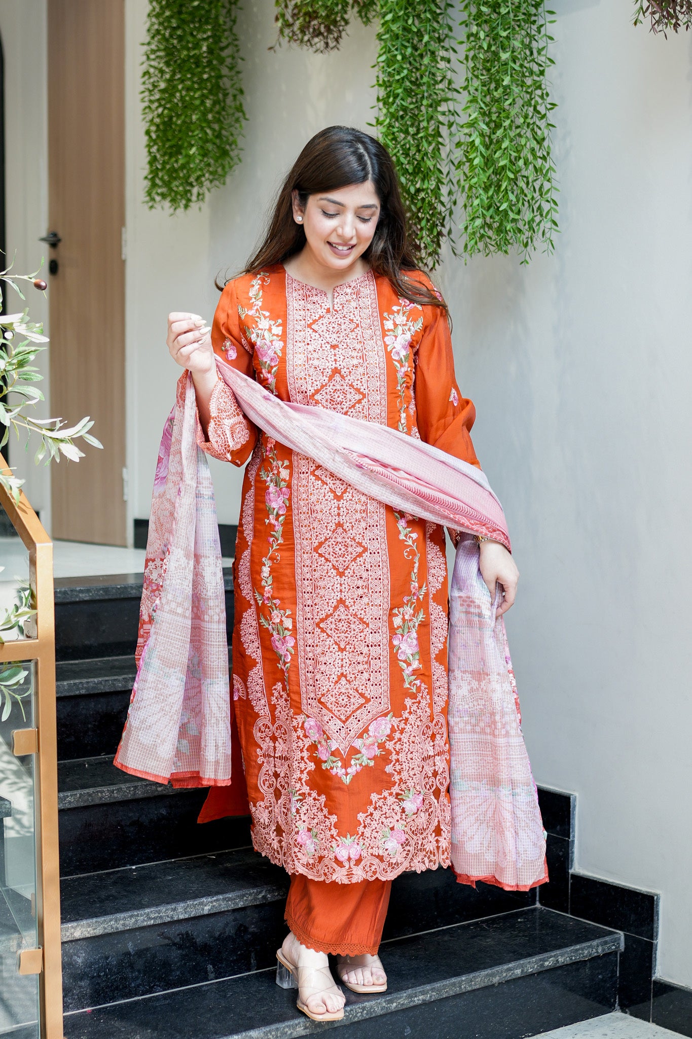 Vrindah Schiffli Suit Set