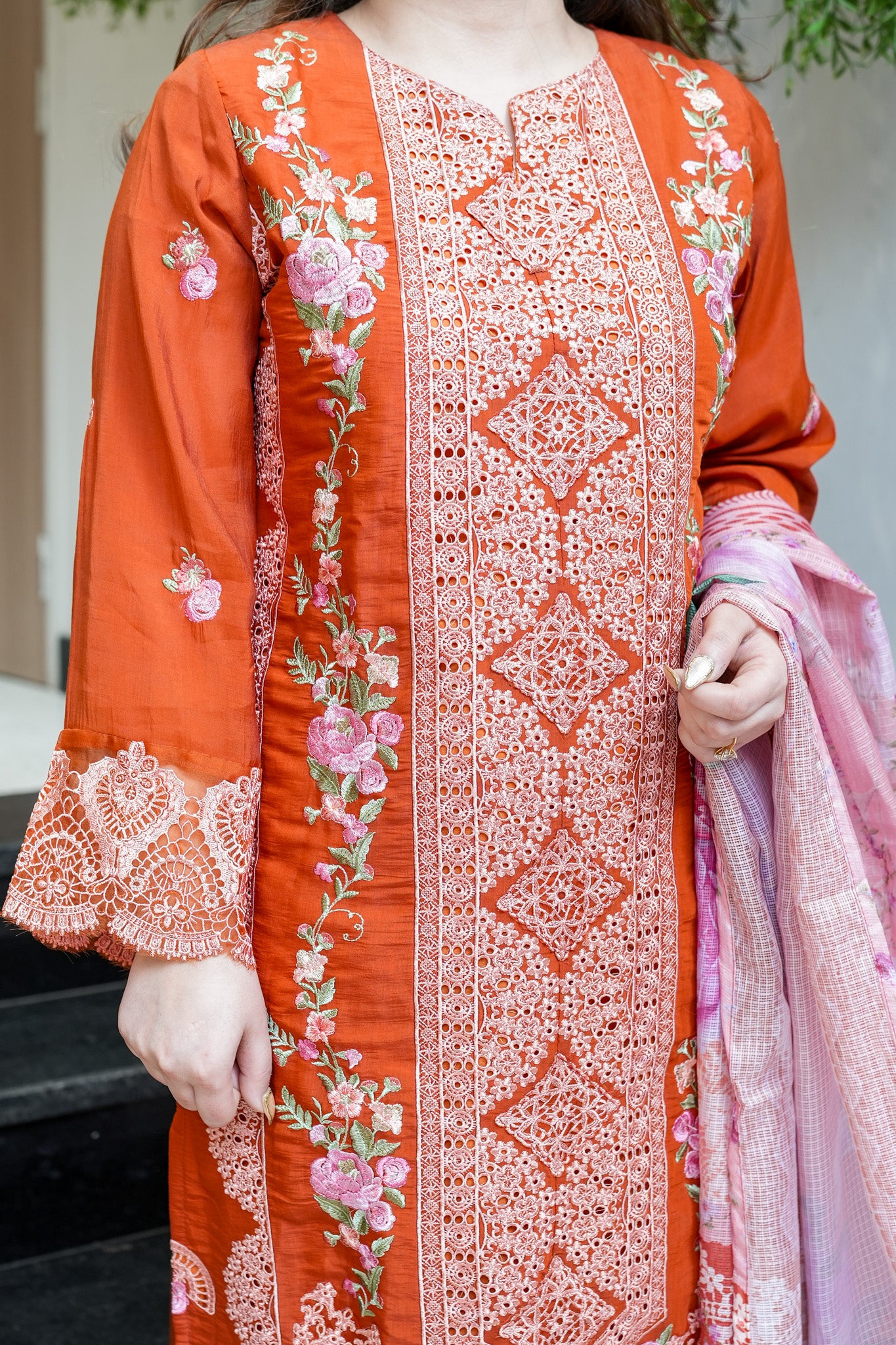 Vrindah Schiffli Suit Set
