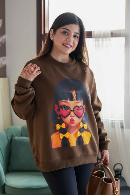 Valentina Brown Crystal Embellished Sweatshirt