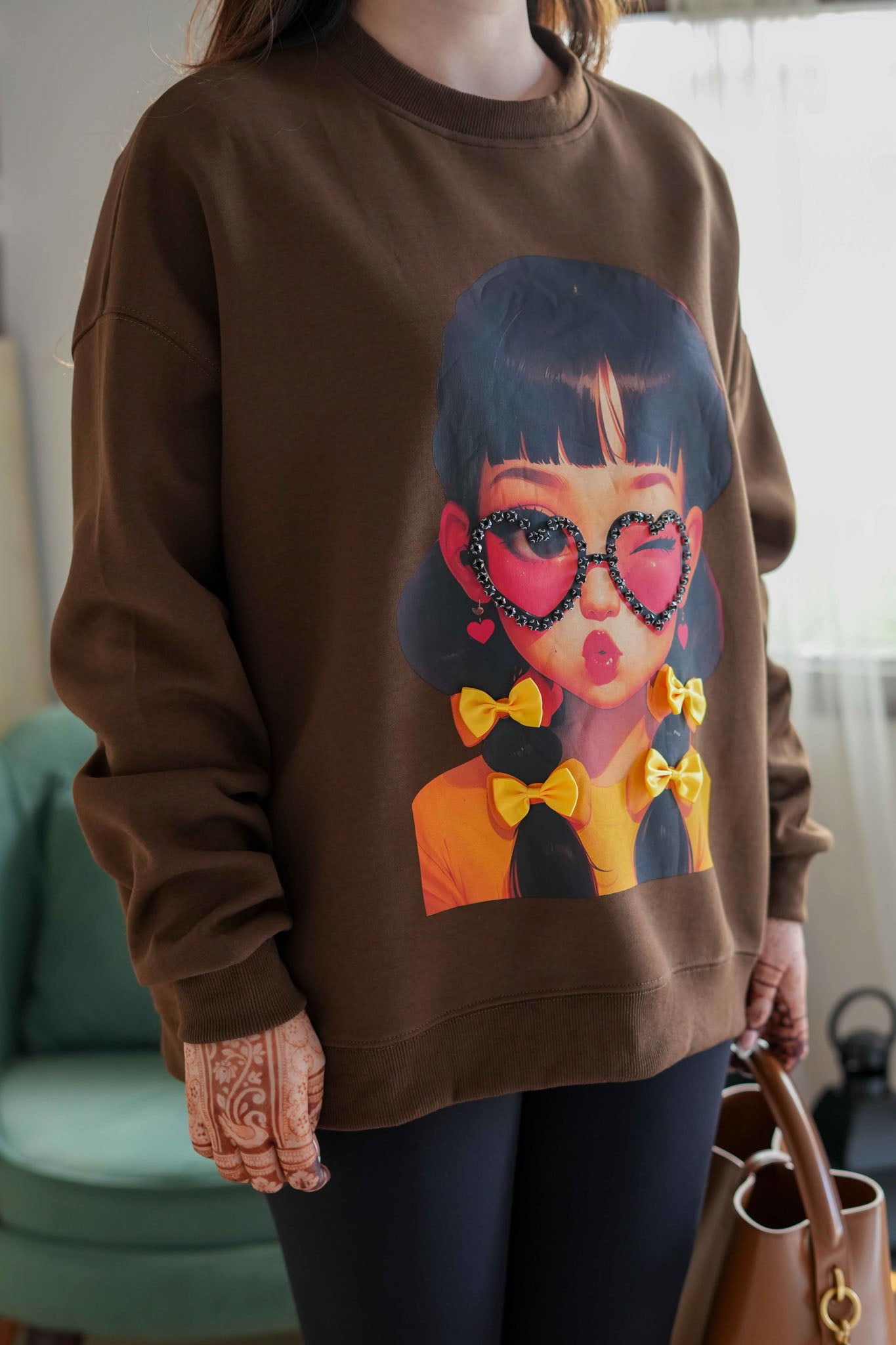 Valentina Brown Crystal Embellished Sweatshirt