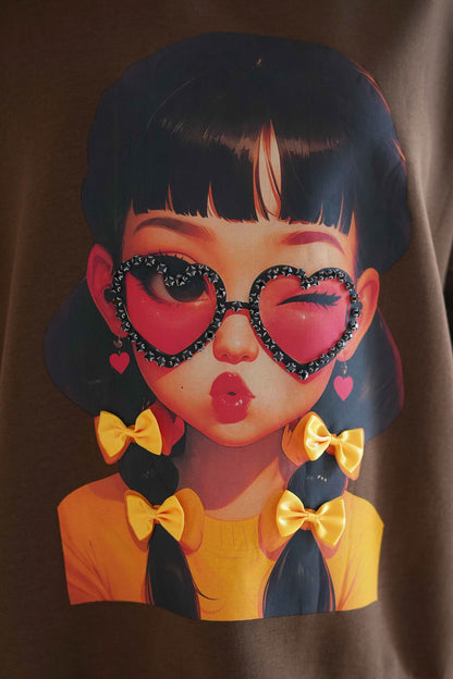 Valentina Brown Crystal Embellished Sweatshirt