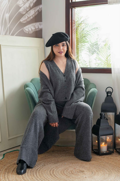 Amy Grey Three Piece Woollen Cord Set