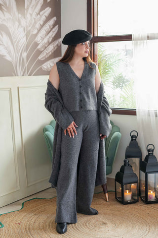 Amy Grey Three Piece Woollen Cord Set