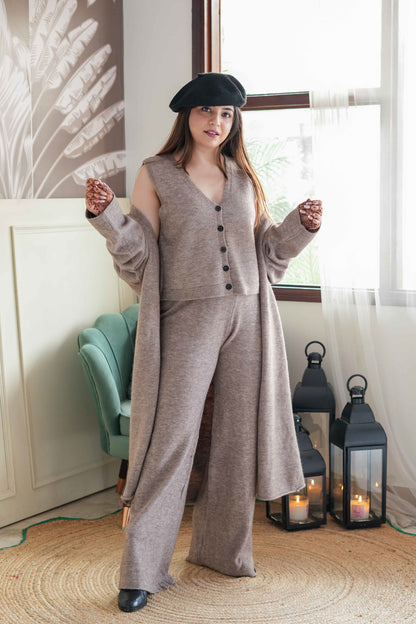 Amy Beige Three Piece Woollen Cordset