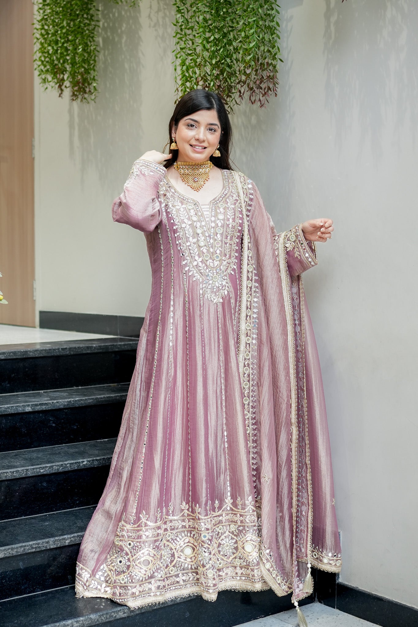 Yuvisha Gotta Detailing Anarkali with Dupatta